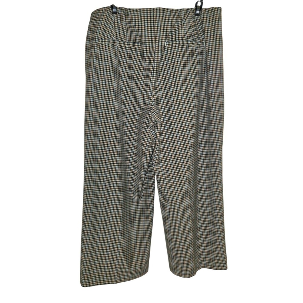 Women's Loft  Black Brown Plaid High Rise Cropped Wide Leg Pants Size 12